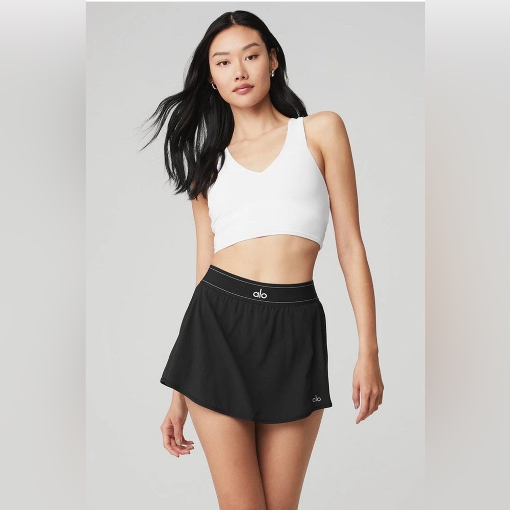 Alo Women’s XXS Yoga Black And White Match Point Tennis Skirt